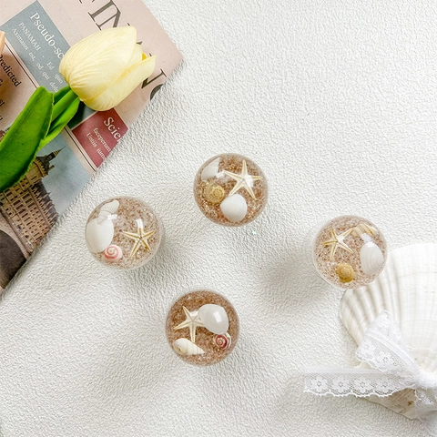 Phone Grip Expanding Stand Holder Marine Theme Shell Starfish Sand Crystal Ball Style For Smartphone Back Stick
