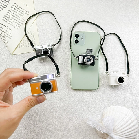 Retro Kamera Handyhalterung Ausziehbar Kunststoff Kunstleder Desktop Ständer Mit Trageschlaufe
