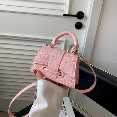 Women Mini Hourglass Handbag PU Leather Lychee Pattern Shoulder Crossbody Bag Top Handle Flap Fashion Elegant Minimalist