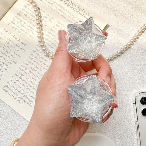 Supporto Per Telefono A Forma Di Stella Impugnatura Airbag Espandibile Glitter Laser Plastica Trasparente Per Smartphone