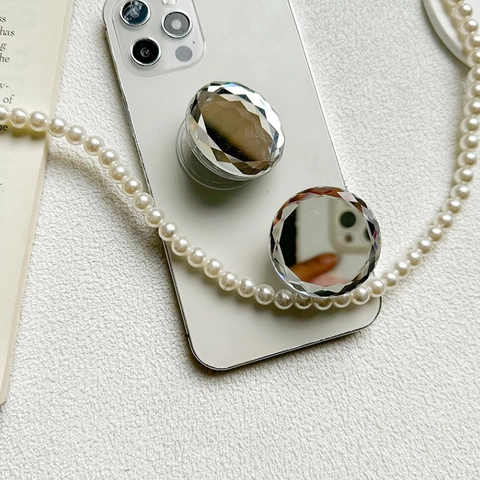 Supporto Per Impugnatura Telefono Con Specchio Taglio Diamante Mini Specchio Per Trucco Pieghevole