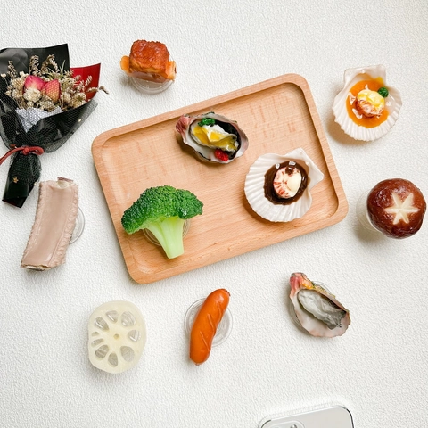 Soporte De Agarre Para Teléfono Simulación Comida 3D Realista Retráctil Resina Ostra Vieiras Brócoli Para Smartphone