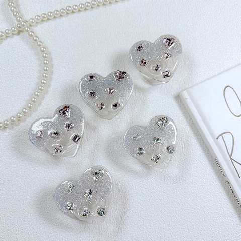 Supporto Griptok Per Telefono A Forma Di Cuore Con Strass E Glitter Trasparente Retrattile Adesivo Per Mobili