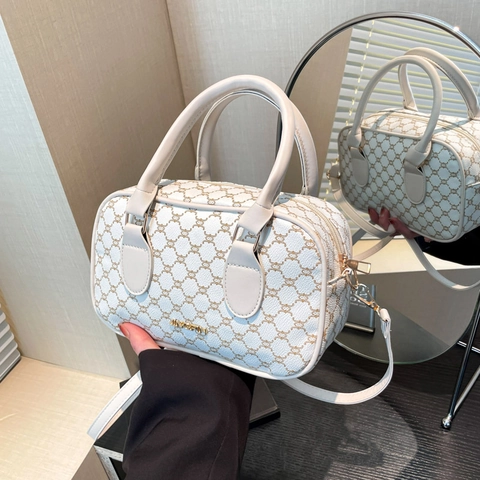 Borsa Boston Vintage Con Stampa Geometrica Da Donna In Pelle PU Borsa A Mano Tracolla Casual Urbana Elegante