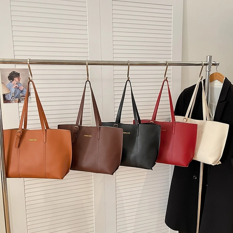 Bolso Tote Elegante De Cuero PU De Gran Capacidad Para Mujer Con Bolsa Interior Bolso De Hombro Urbano
