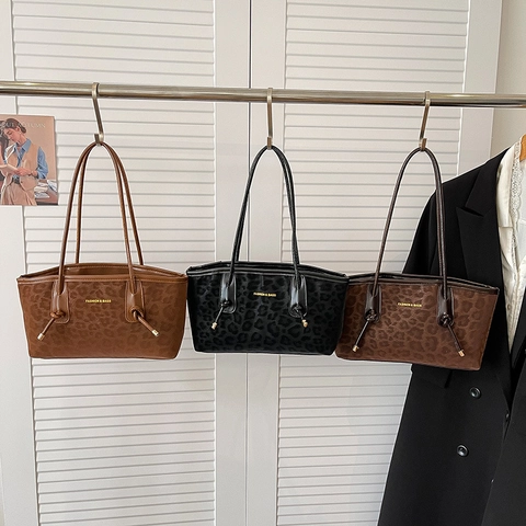 Bolso De Hombro De Axila Con Estampado De Leopardo Cuero PU Bolso De Mano Pequeño Elegante Con Nudo Para Mujer