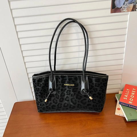 Bolso De Hombro Con Estampado De Leopardo Bajo El Brazo Cuero PU Gran Capacidad Bolso De Mano Para Mujer