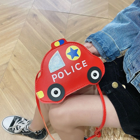 Borsa A Tracolla Per Bambini A Forma Di Auto Della Polizia Cartone Animato Carino Pelle PU Mini Borsello Per Bambini