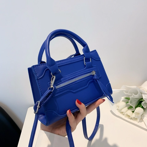 Mini Borsa A Mano Da Donna Pelle PU Borsa A Spalla Tracolla Cerniera Nappa Decor Doppia Impugnatura Versatile Tendenza Urbano