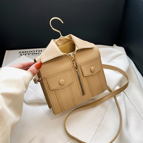 Borsa A Spalla A Forma Di Giacca Novità Creativa In Pelle PU Borsa A Tracolla Con Manico A Gancio In Metallo Alla Moda Per Donna