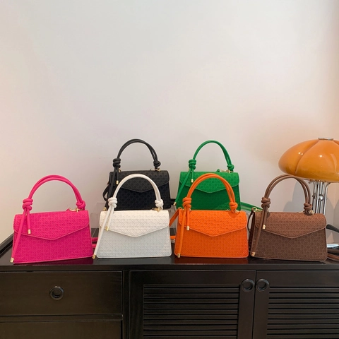 Woven Texture Underarm Bag For Women PU Leather Knotted Handle Crossbody Bag Commuting Shoulder Bag Fashion Square Bag