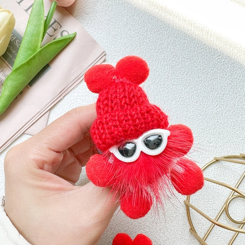 Supporto Per Telefono Mostro In Peluche Rosso Supporto Airbag Pieghevole Piccolo Diavolo In Maglia Con Occhiali