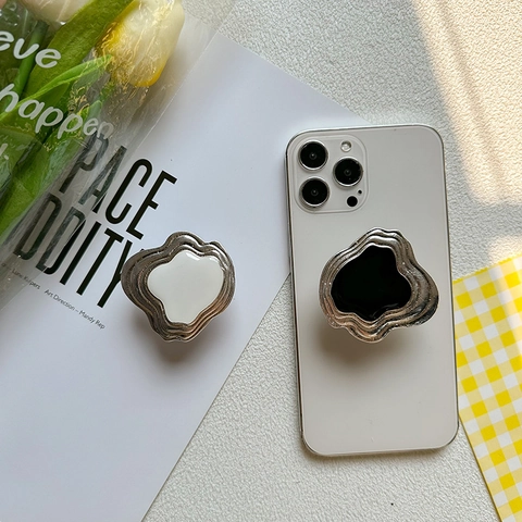 Phone Grip Expandable Stand Irregulärer Metallwellenrahmen Legierung Faltbarer Desktop-Handyhalter Minimalistischer Ins-Stil