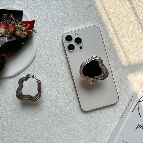 Phone Grip Expandable Stand Irregulärer Metallwellenrahmen Legierung Faltbarer Desktop-Handyhalter Minimalistischer Ins-Stil