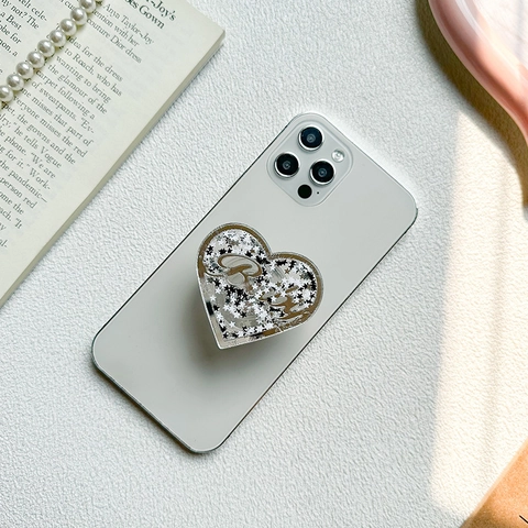 Supporto Telefono Cuore Sabbie Mobili Liquide Stelle Paillettes Acrilico Adesivo Pieghevole Stile Coreano