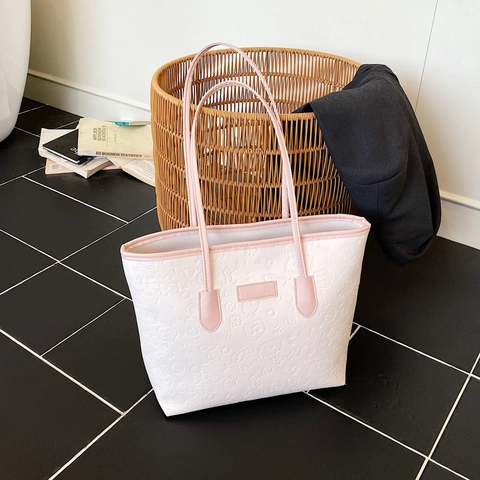 Borsa Tote Da Donna In Pelle PU Grande Capacità Motivo Cartoni Animati A Rilievo Finiture A Contrasto Borsa A Tracolla Moda