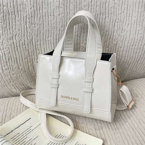Mini Borsa Tote In Pelle PU Lucida Borsa A Spalla Tracolla Retro Con Stampa Lettere Dorate Versatile Per Donna