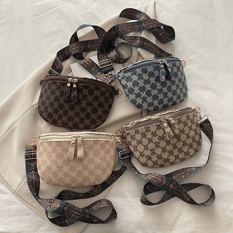 Borsa A Tracolla Vintage Con Stampa Monogramma M Marsupio In Pelle PU Retrò Con Ampia Tracolla Etnica Borsa A Bandoliera
