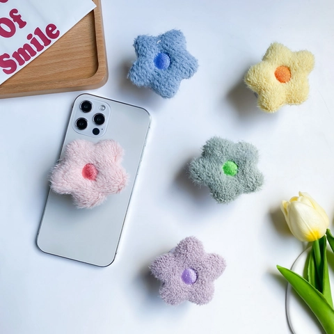 Impugnatura Per Telefono In Peluche Fiore Stella Griptok Supporto Pieghevole Airbag Morbido Supporto Da Tavolo Stile Ins