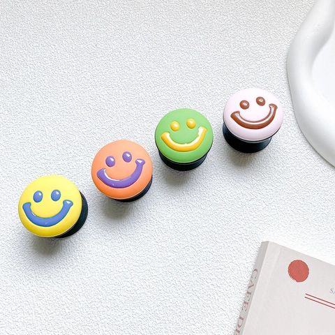 Retractable Phone Socket Grip 3D Smile Face Contrast Color Round Airbag Stand Plastic Universal Support Desktop Holder