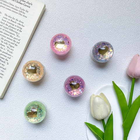 Supporto Per Telefono Con Paillettes A Cuore Luccicante Espandibile Per Scrivania Portatile Carino Resina Trasparente Supporto