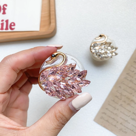 Supporto Impugnatura Telefono Cigno Strass Cristallo Lega Metallo Pieghevole Scrivania Lusso Elegante