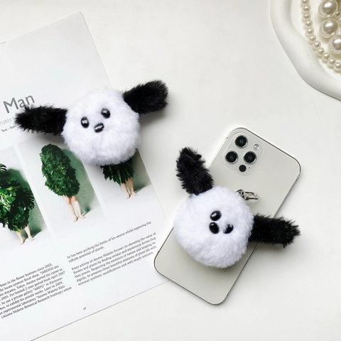 Soporte De Teléfono De Animal De Peluche Lindo Agarre Expandible Adhesivo Plegable Retráctil Piel Sintética Accesorio Kawaii
