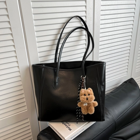 Bolso Tote de Gran Capacidad de Cuero PU Vintage para Mujer Bolso de Hombro Minimalista para el Uso Diario