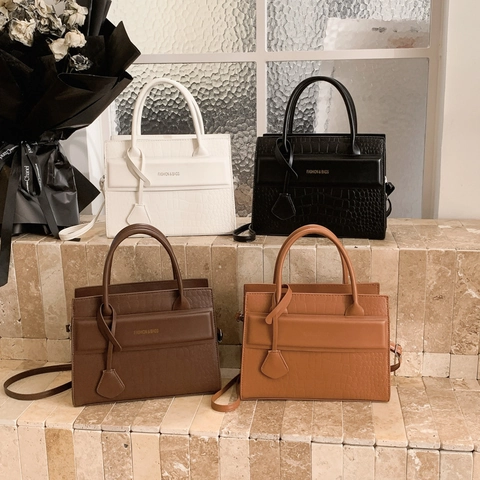 Vintage Handtas Dames PU Leer Krokodillenpatroon Schoudertas Tote Bag Met Afneembare Schouderriem Mode Textuur