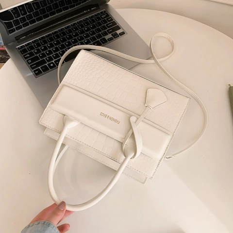 Vintage Handtas Dames PU Leer Krokodillenpatroon Schoudertas Tote Bag Met Afneembare Schouderriem Mode Textuur