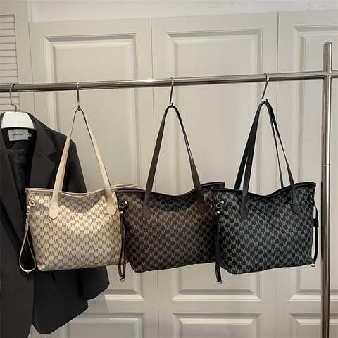 Bolso Tote Con Estampado De Letra M Vintage Gran Capacidad Bolso De Hombro De Cuero PU Para Mujer Moda