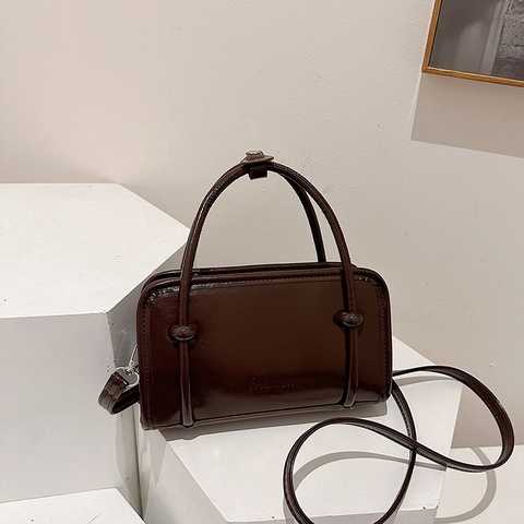 Bolso De Hombro De Cuero PU Retro Para Mujer Bolso Cruzado Cuadrado Vintage Con Correa Ajustable Y Diseño Elegante