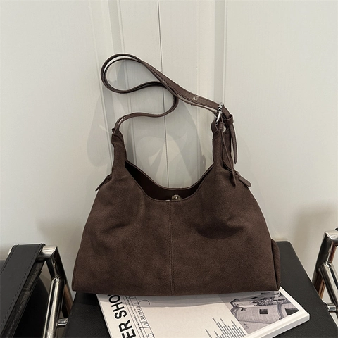 Sac Hobo Minimaliste Vintage Texture Daim Grande Capacité Bandoulière Réglable Sac À Main Fourre-Tout Pour Femmes Quotidien