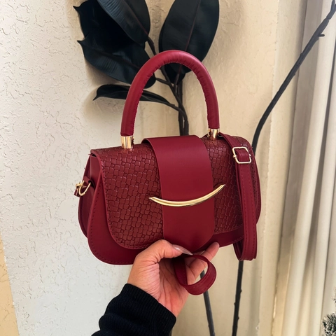 Borsa A Mano Vintage Con Trama Intrecciata E Fibbia A Mezzaluna Dorata Borsa A Tracolla In Pelle PU Retrò Donna