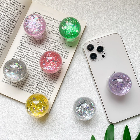 Supporto Per Cellulare Grip Estensibile Pieghevole Design Sfera Di Cristallo Glitter Stella Luna Inlay Supporto Universale