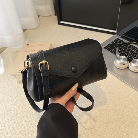 Borsa A Tracolla Vintage In Pelle PU Da Donna Patta A Busta Minimalista Bottone Tracolla Regolabile Versatile Quotidiano
