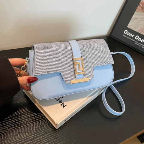 Borsa Tracolla Donna Moda Pelle PU Patchwork Trama Intrecciata Piccola Borsa Quadrata Spalla Con Fibbia Metallica Geometrica