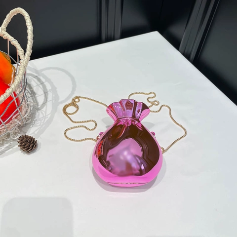 Fortune Bag Vorm Spiegel Metallic Finish Acryl Kleine Schoudertas Met Metalen Ketting Avondtasje