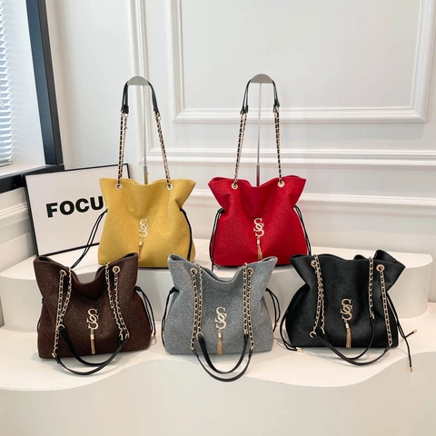 Mode Damen Buchstabe S Logo Pailletten Tragetasche Große Kapazität Kette Umhängetasche Glitzer Handtasche Street Trend Stil