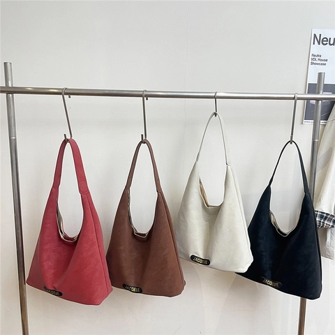 Bolso Hobo Para Mujer Gran Capacidad Cuero PU Textura Gamuza Mate Minimalista Vintage Viajero Bolso De Hombro Y Bolsa