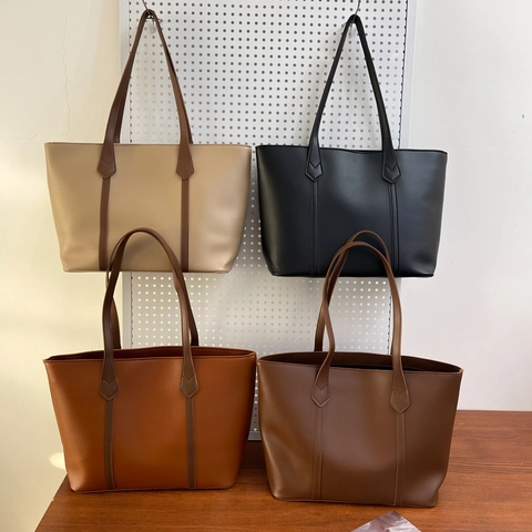 Bolso de Mano para Mujer de Cuero Sintético Gran Capacidad Minimalista Vintage Viaje Bolso de Hombro para Trabajo Oficina