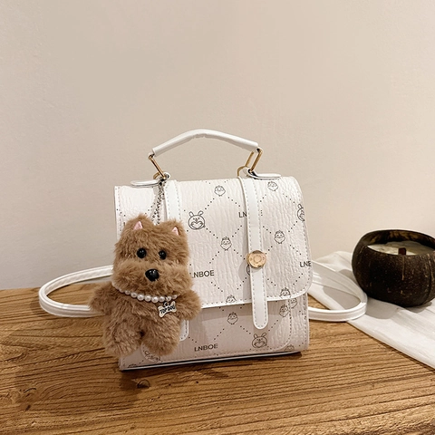 Retro Cartoon Dierenprint Mini Rugzak PU Leer Pluche Bedel Multiway Schoudertas Handtas Urban Simple Dames Mode