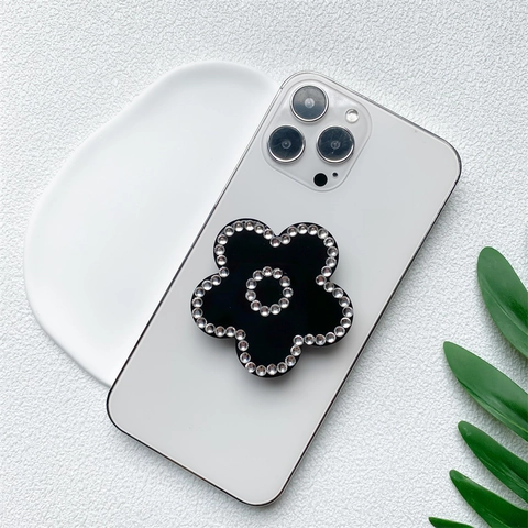 Supporto Per Cellulare Air Bag Con Fiore In Rhinestone Di Lusso Supporto Da Scrivania Estensibile Accessorio Decorativo In Acrilico Lucido