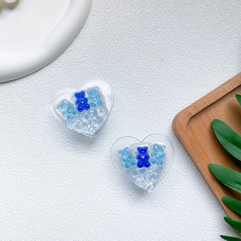 Heart Shape Phone Grip Holder Stand Resin Gummy Bear Ice Cube Retractable Collapsible Socket For Smartphones