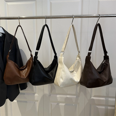 Dames Hobo Schoudertas Grote Capaciteit PU Leer Retro Minimalistische Tote Handtas Voor Dagelijks Gebruik