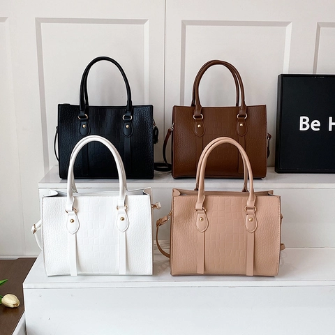 Krokodilmuster PU Leder Handtasche Damen Geräumige Tragetasche Schicke Schulter Umhängetasche Für Den Täglichen Gebrauch Verstellbarer Riemen