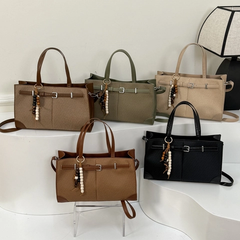 Borsa Tote Retro Da Donna In Pelle PU Trama Intrecciata Grande Capacità Borsa A Mano Con Tracolla Regolabile