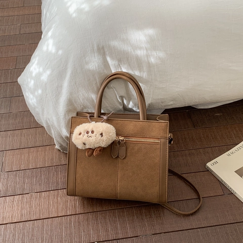 Borsa A Spalla Da Donna In Pelle PU Scamosciata Retro Grande Capacità Borsa A Mano Tote Vintage Pendolare