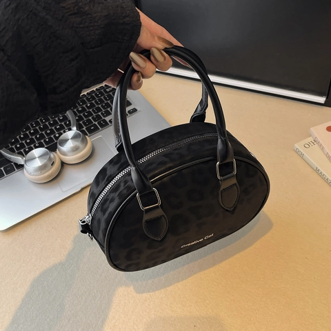Borsa Da Donna Stampa Leopardata Pelle PU Tracolla Retro Moda Casual Manico Superiore Quotidiano Viaggio