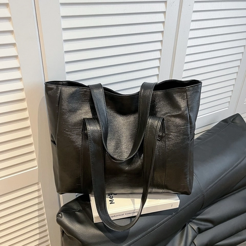 Borsa Tote Grande In Morbida Pelle PU Texture Vintage Borsa A Spalla Minimalista Per Donna Pendolare Quotidiana Versatile